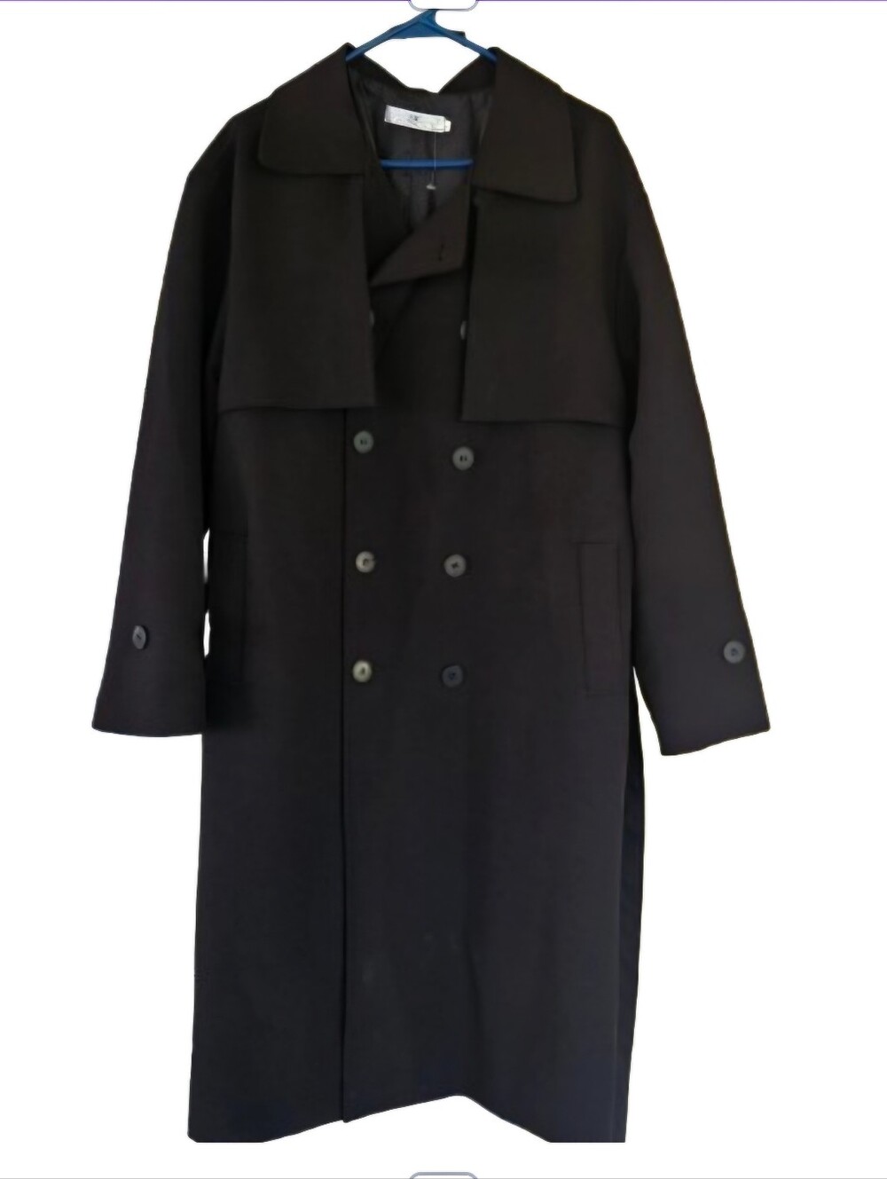 Black Trench Coat, Large Trench Coat, ZHUO MO LONG COAT